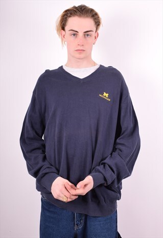 TOMMY HILFIGER MENS VINTAGE JUMPER SWEATER XXL NAVY BLUE 90'