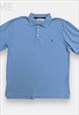 Yves Saint Laurent vintage embroidered blue polo T shirt L