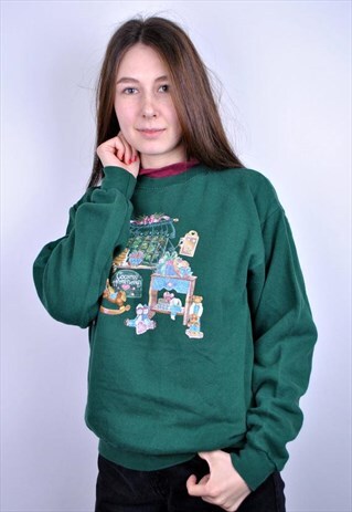 VINTAGE 80S CHRISTMAS PRINT SWEATSHIRT