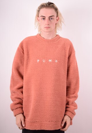 PUMA MENS VINTAGE FLEECE JUMPER XXL PINK 90S