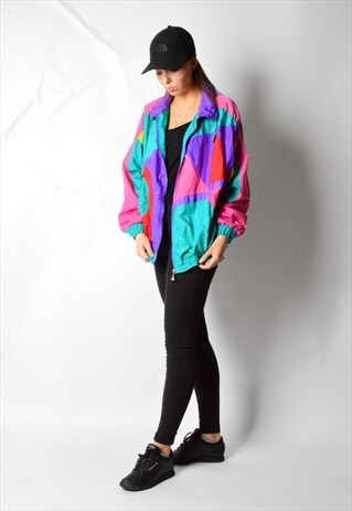 VINTAGE 80S COLOUR BLOCK SHELL JACKET