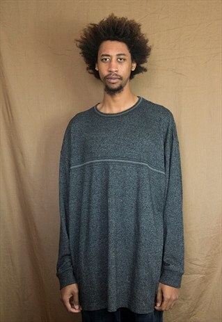 90S OVERSIZE MINIMALIST LUXURY GREY SILK BLEND KNIT TEE XXL