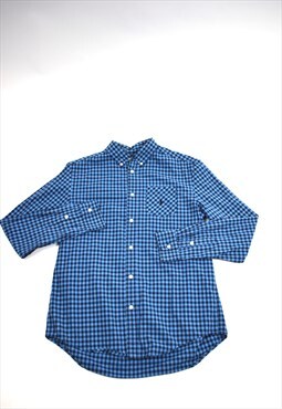 Vintage 90s Polo Ralph Lauren Blue Plaid Cotton Shirt 