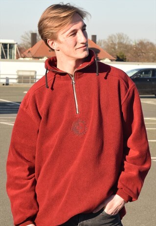 VINTAGE 90S BOGNER FIRE & ICE RED 1/4 ZIP QUARTER ZIP FLEECE