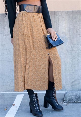 90'S VINTAGE PAISLEY PRINT MAXI SKIRT