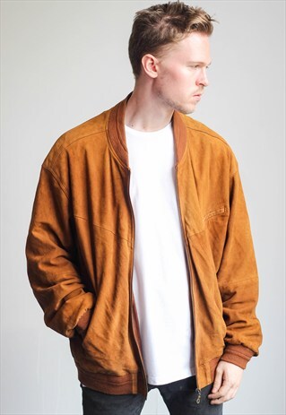 VINTAGE OVERSIZED SUEDE BOMBER JACKET