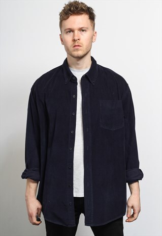 VINTAGE CORDUROY CORD SHIRT BLUE