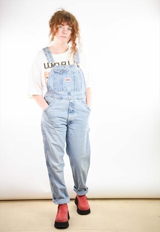 VINTAGE 90S IKENDA BLUE DENIM WORKWEAR DUNGAREES