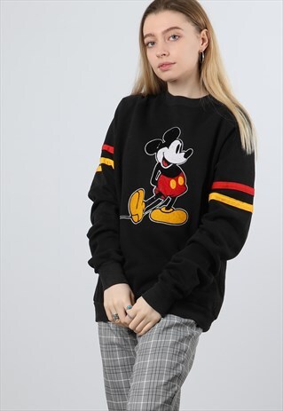 VINTAGE DISNEY BLACK EMBROIDERED MICKEY SWEATSHIRT