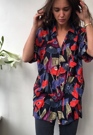PATTERNED OVERSIZED RETRO VINTAGE UNISEX FESTIVAL SHIRT
