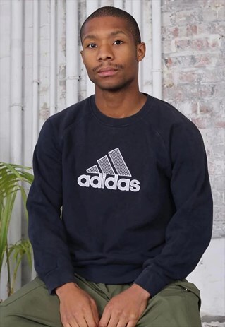VINTAGE ADIDAS BIG LOGO SWEATSHIRT NAVY BLUE