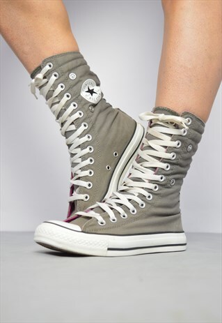90S CONVERSE GREY & PINK X-HI HI-TOPS GRUNGE RETRO HIPSTER