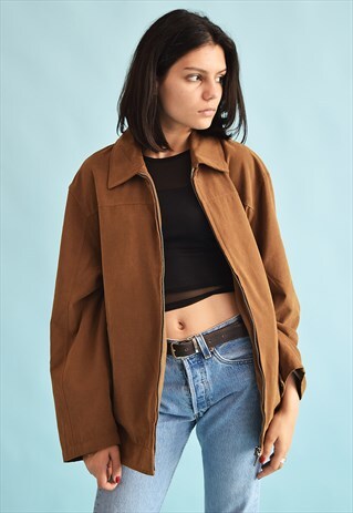90'S RETRO FESTIVAL FAUX SUEDE OVERSIZED JACKET