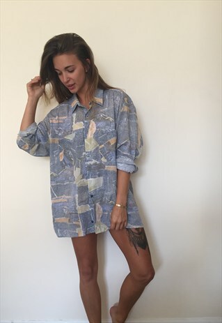 CRAZY PATTERNED VINTAGE RETRO FESTIVAL OVERSIZED SHIRT
