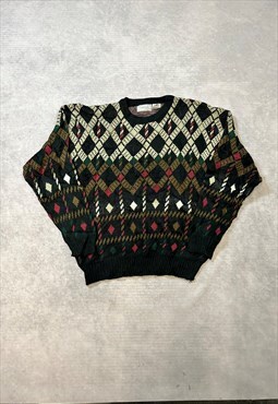 Vintage Abstract Knitted Jumper Funky Patterned Sweater