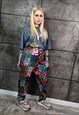 LEOPARD JOGGERS HANDMADE ANIMAL PRINT OVERALLS IN RAINBOW