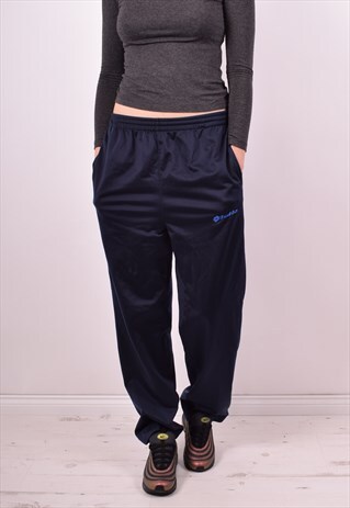 LOTTO WOMENS VINTAGE TRACKSUIT TROUSERS W30 L28 BLUE 90S