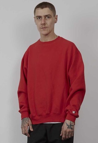 VINTAGE 90'S CHAMPION BRIGHT RED SWEATER