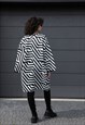  BLACK AND WHITE OVERSIZED NEOPRENE COAT