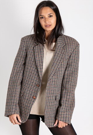 VINTAGE 80S HARRIS TWEED BLAZER JACKET / S9525