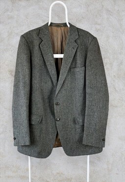 Vintage Geis Blazer Jacket Green Pure New Wool Men's Large