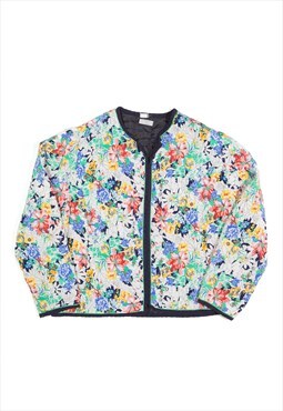 Jacket White 90s Floral Crepe Blazer Womens L