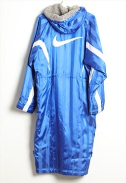 Vintage Nike Coach Hoodie Sherpa Lining Logo Coat Blue White