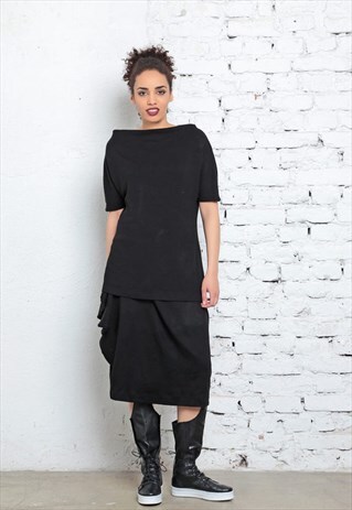 COTTON SKIRT/DRAPED SKIRT