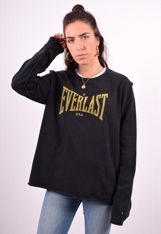 EVERLAST WOMENS VINTAGE TOP LONG SLEEVE XL BLACK 90'S
