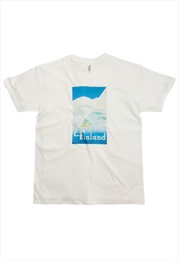 Finland Travel Poster T-Shirt Fjord Mountains Vintage Art