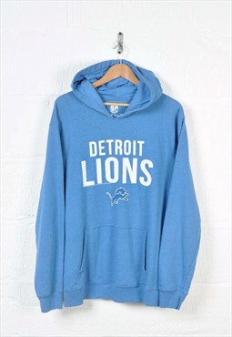 Vintage NFL Detroit Lions Hoodie Sweatshirt Blue XL