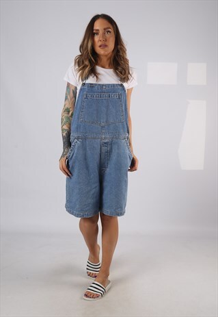 VINTAGE DENIM DUNGAREE SHORTS UK 18 XXL (HDAF)
