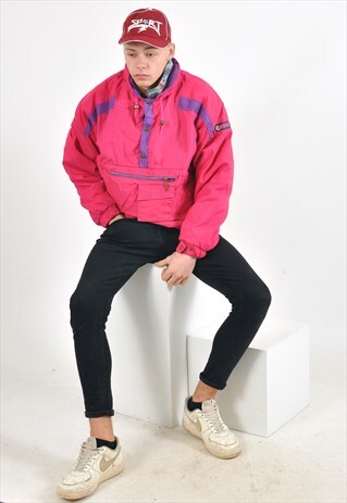 VINTAGE 90'S OVERHEAD LINED JACKET IN PINK