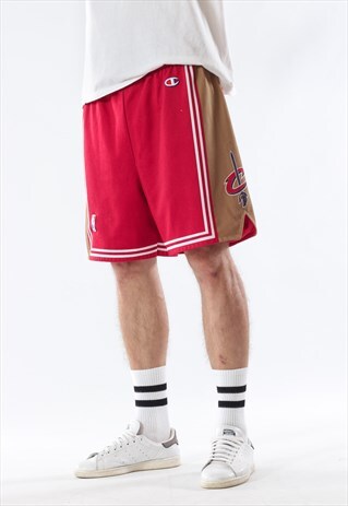VINTAGE CHAMPION CLEVELAND NBA 90S RED BEIGE TRAINING