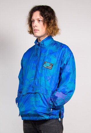 VINTAGE 90'S NIKE BLUE FUNKY PATTERN PULLOVER JACKET COAT