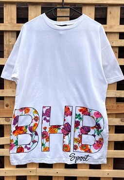 Vintage Beverly Hills white floral T-shirt Large BNWT 