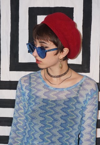 BRIGHT BLUE PERSPEX SUNGLASSES