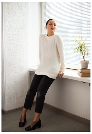 VINTAGE 80'S CREAM TEXTURED LONG SLEEVED TOP