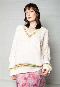 '70s Pastel V-neck Knitted Sweater