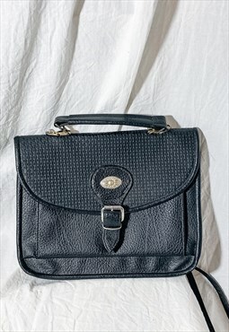 Vintage Bag Y2K Faux Leather Satchel in Black Preppy