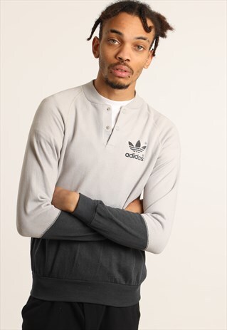 VINTAGE ADIDAS PRINT 1/4 BUTTON SWEATSHIRT