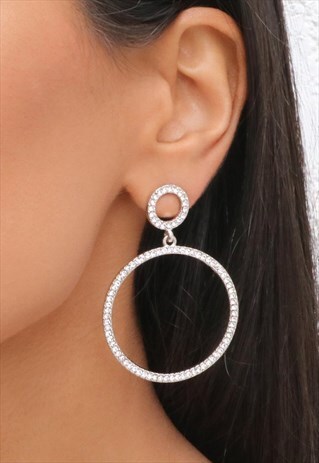 CRYSTAL CIRCLE DROP STATEMENT EARRINGS