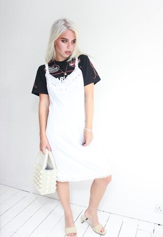 VINTAGE 90S WHITE LACE SLIP DRESS
