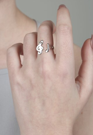 SILVER MUSIC NOTE RING