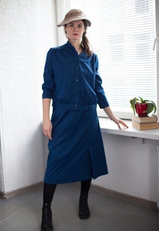 VINTAGE 60'S BLUE TOP AND SKIRT CO-ORDINATE