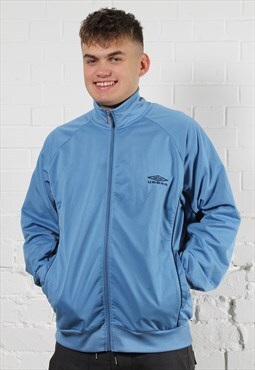 Vintage Umbro Track Jacket in Blue with Spell Out Logo