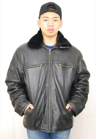 SHEARLING AVIATOR BOMBER JACKET WITH FLEECE LINING (1990'S)