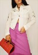 90S RETRO WHITE BEADED EMBROIDERED SHIRT BLOUSE JACKET