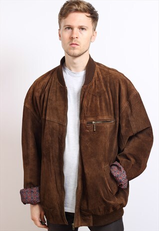 VINTAGE OVERSIZED SUEDE BOMBER JACKET
