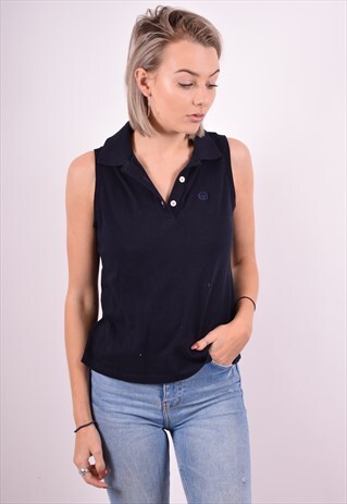 SERGIO TACCHINI WOMENS VINTAGE POLO SHIRT MEDIUM BLUE 90'S